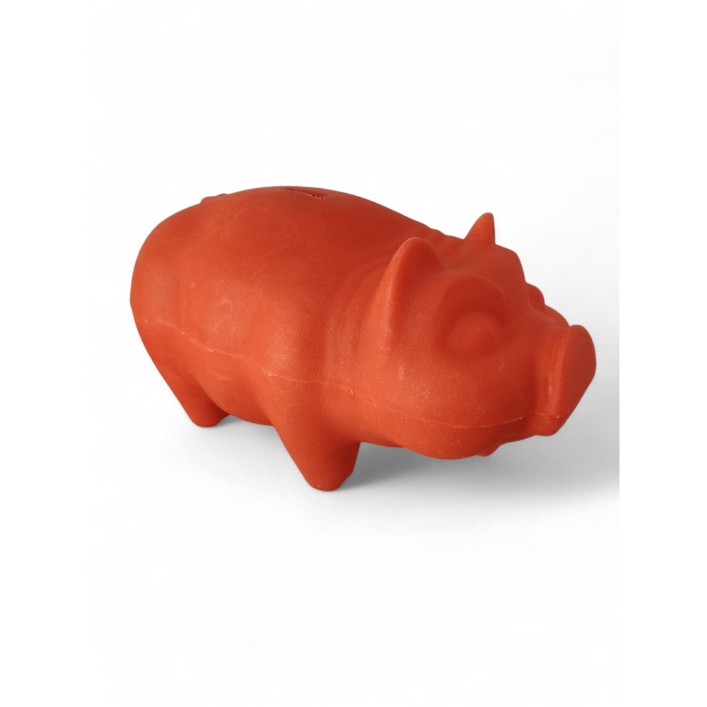 Vtg Red Plastic Piggy Bank Coin Saver Novelty Pig Decor Retro 70s‎ Kitchy 5.5x10